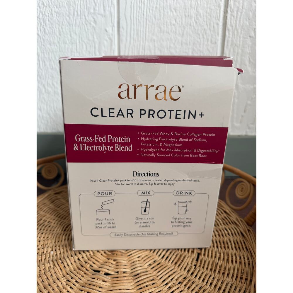 NIB Arrae Clear Protein+ in Raspberry 20 Packets - Picture 3 of 5